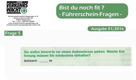 Sie wollen innerorts vor einem andreaskreuz parken